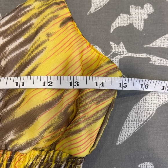 💛”Anthropologie Chaundry KC”Yellow and Brown Mixed Media  Smocked Maxi SunDress🤎 - Picture 10 of 15